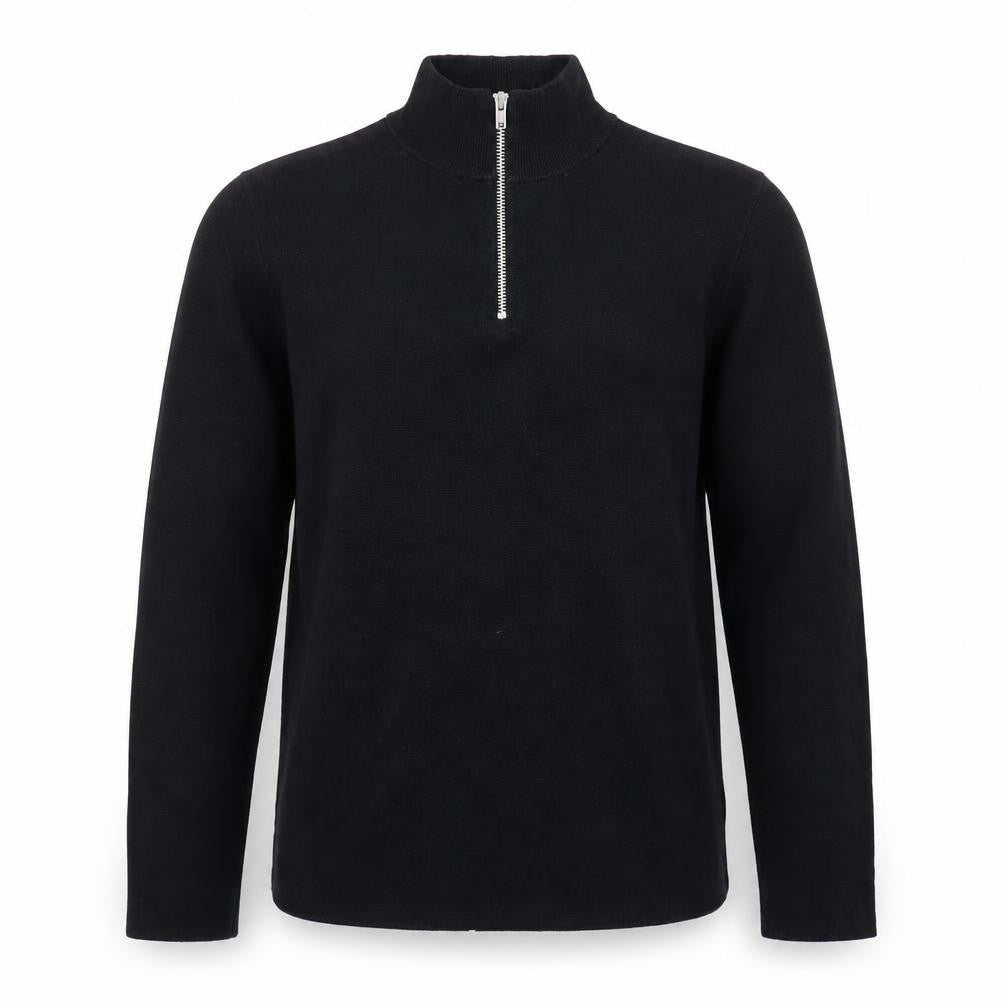 Kin Men's Black Wool 1/2 Zip High Neck Jumper Size M