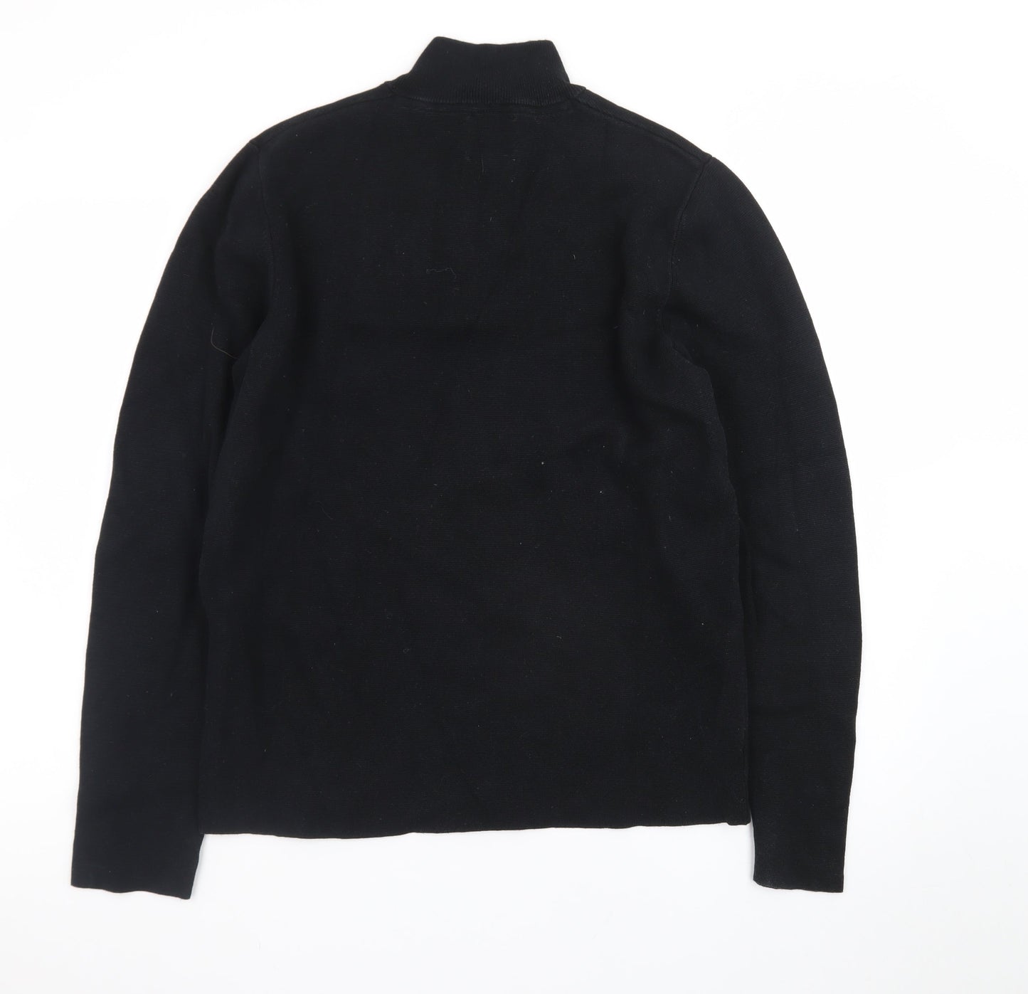 Kin Men's Black Wool 1/2 Zip High Neck Jumper Size M