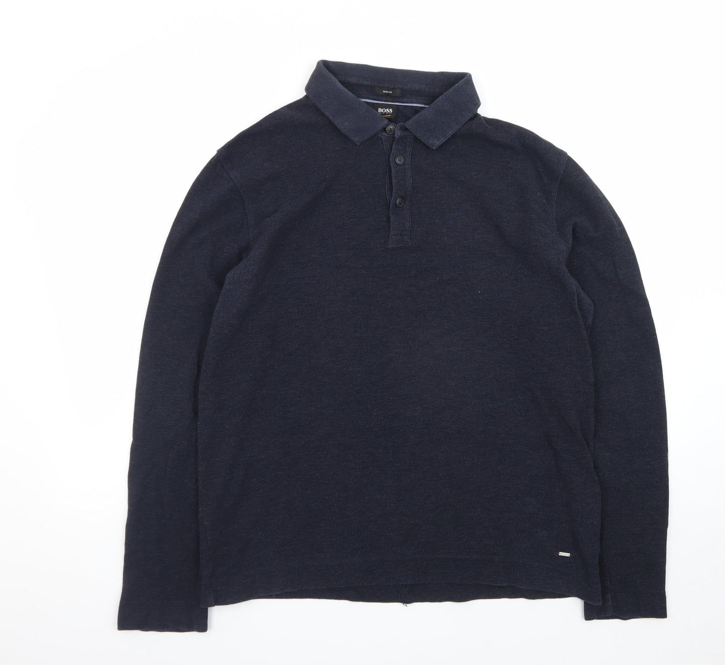 Hugo Boss Men's Navy Long Sleeve Slim Fit Polo Shirt XL