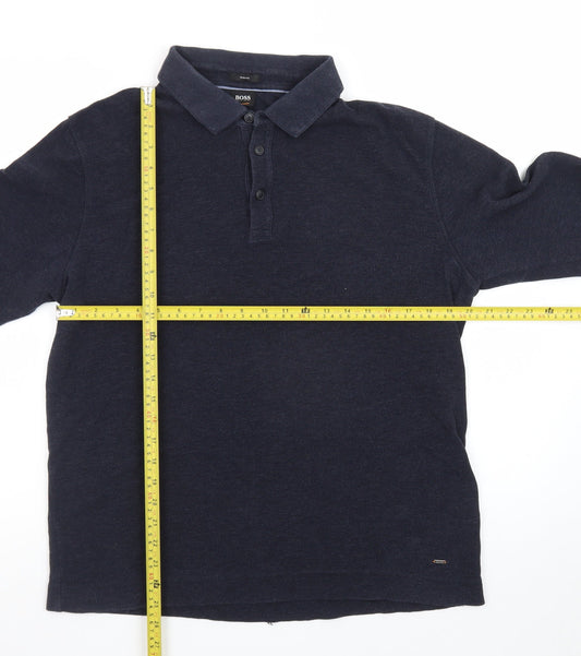 Hugo Boss Men's Navy Long Sleeve Slim Fit Polo Shirt XL