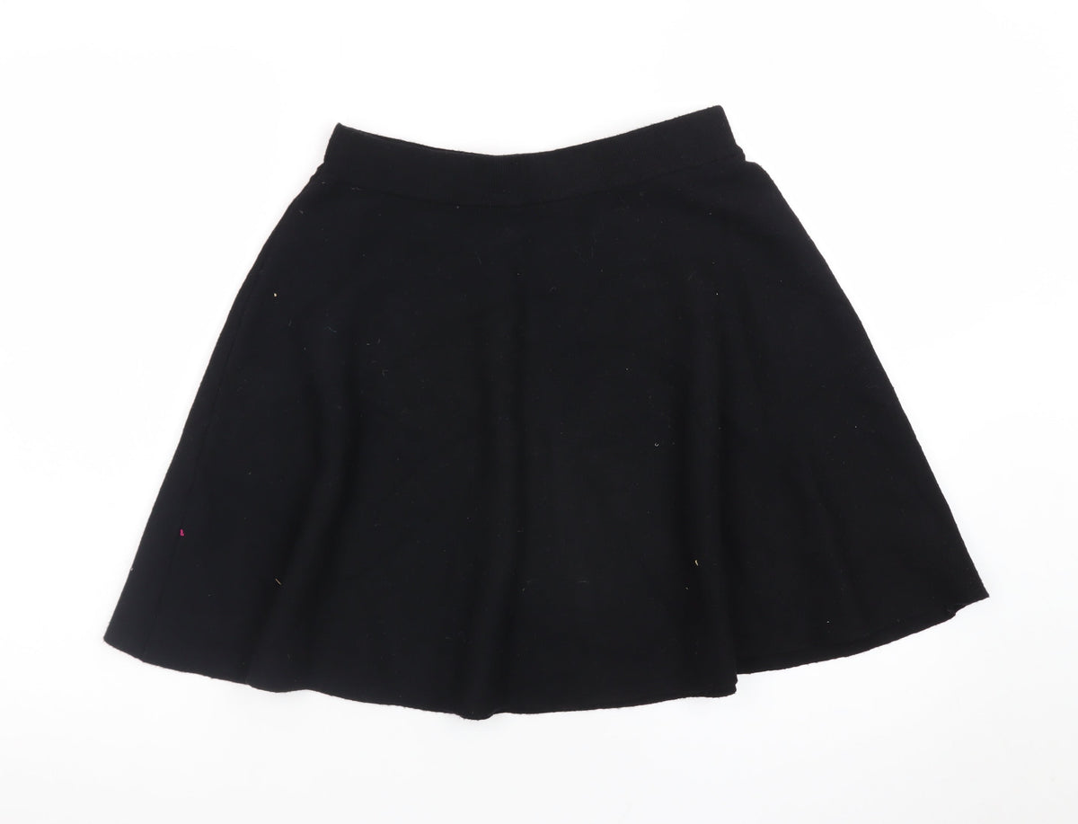Y.A.S Women Black A-Line Skirt Size S Stretch Short Jersey