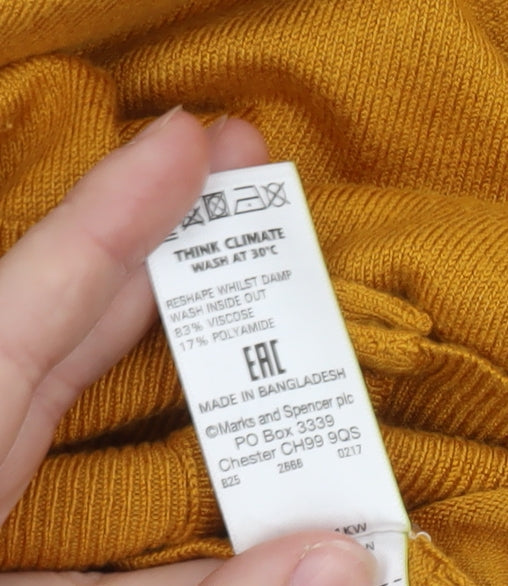 Marks and Spencer Women's Yellow Cardigan Size 20 Knit Long Sleeve