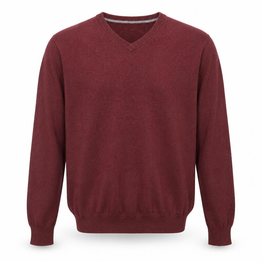 St John's Bay Men's Red Cotton Blend V-Neck Pullover Jumper M