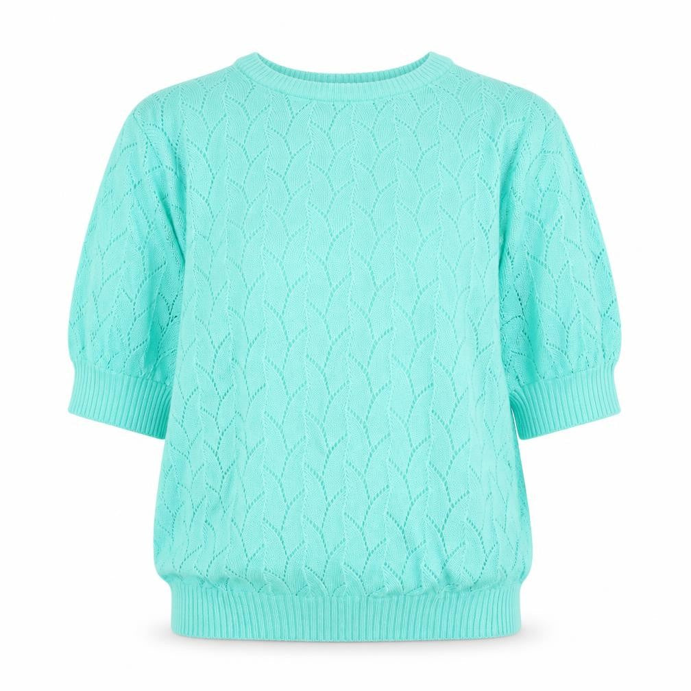Creaciones Betty Women Green Knit Short Sleeve Pullover Jumper Size 10