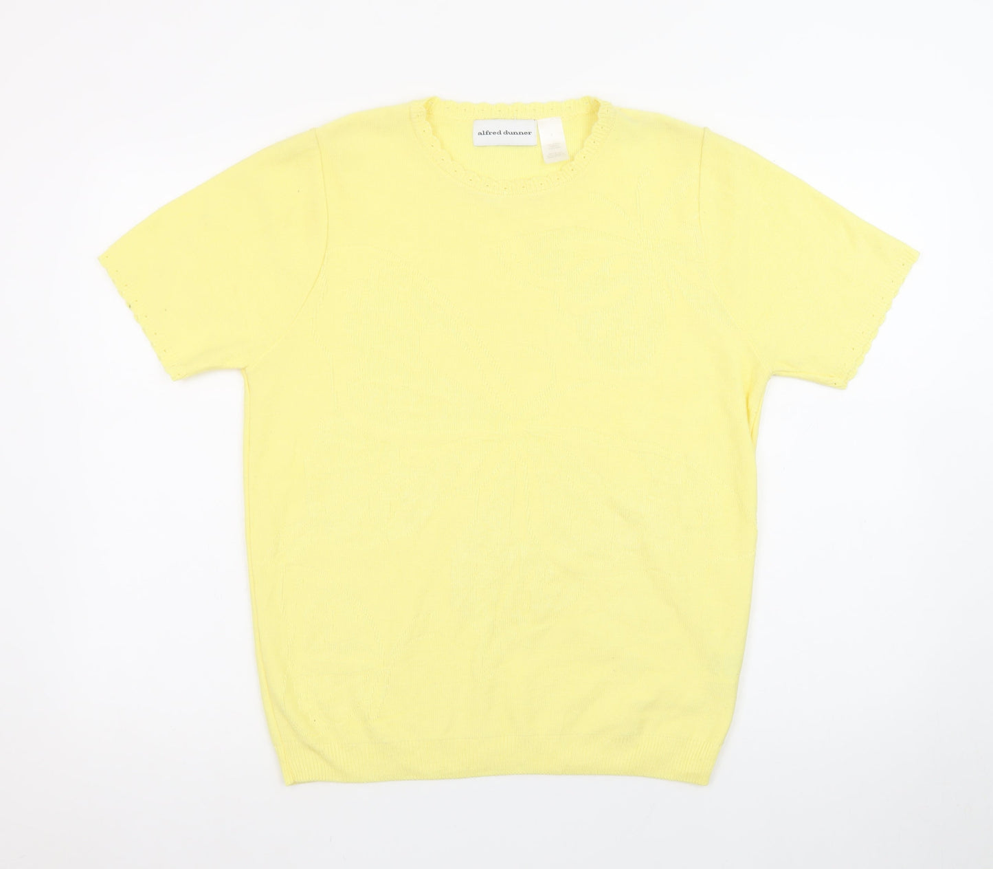 Alfred Dunner Women's Yellow Short Sleeve Knit Pullover Jumper Size S