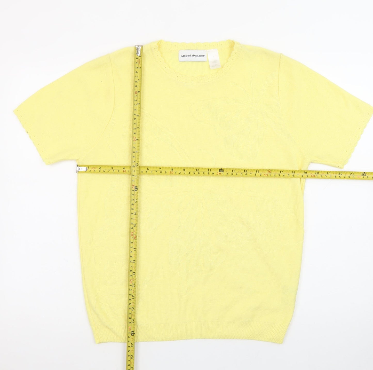 Alfred Dunner Women's Yellow Short Sleeve Knit Pullover Jumper Size S