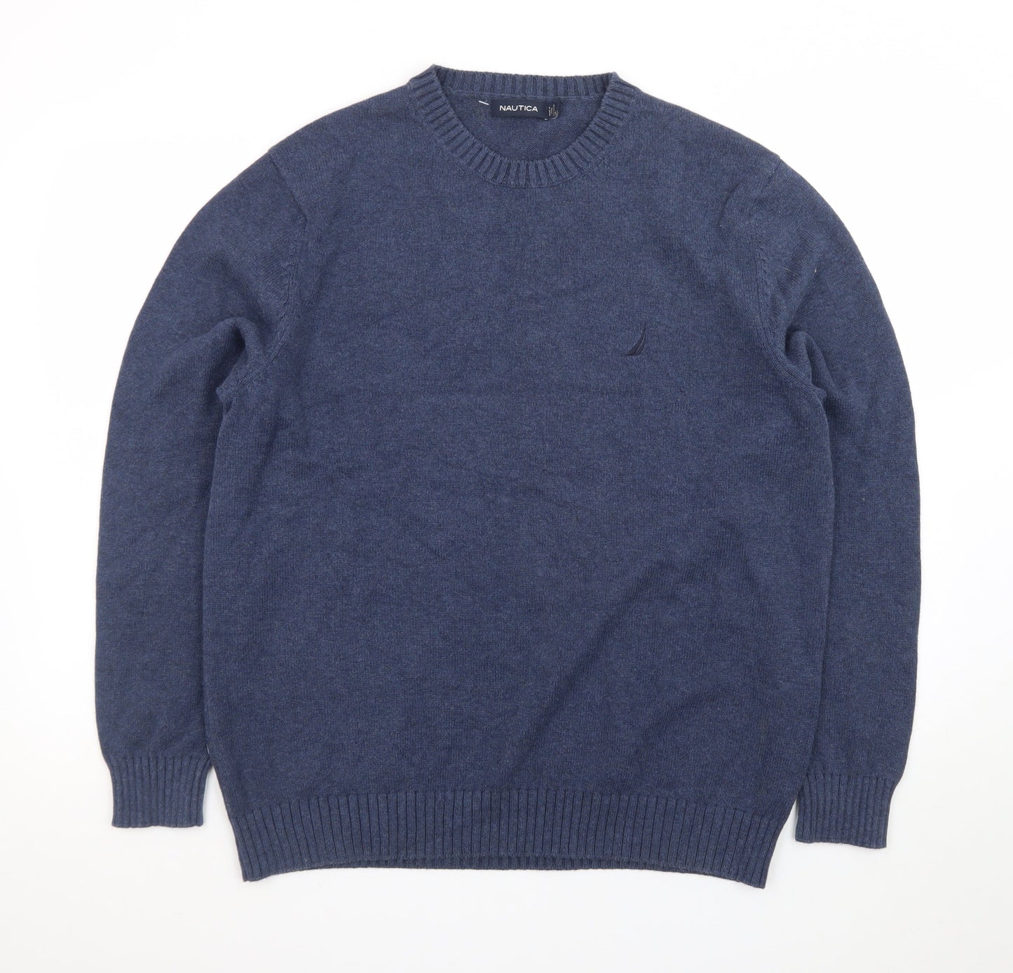 Nautica Men's Blue Cotton Crew Neck Pullover Jumper Size L