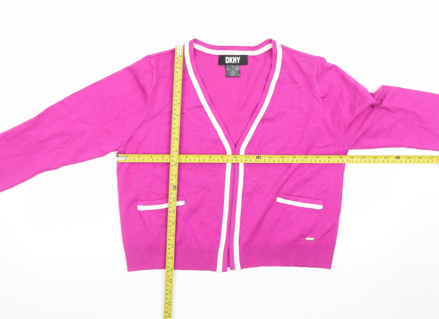 DKNY Women’s Pink Cotton V-Neck Cardigan Size 12