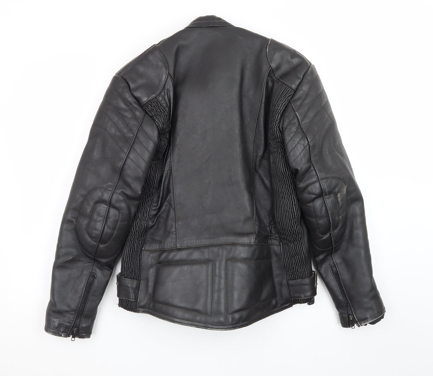 Rhino Womens Black Leather Motorcycle Jacket Size 14 Biker Style