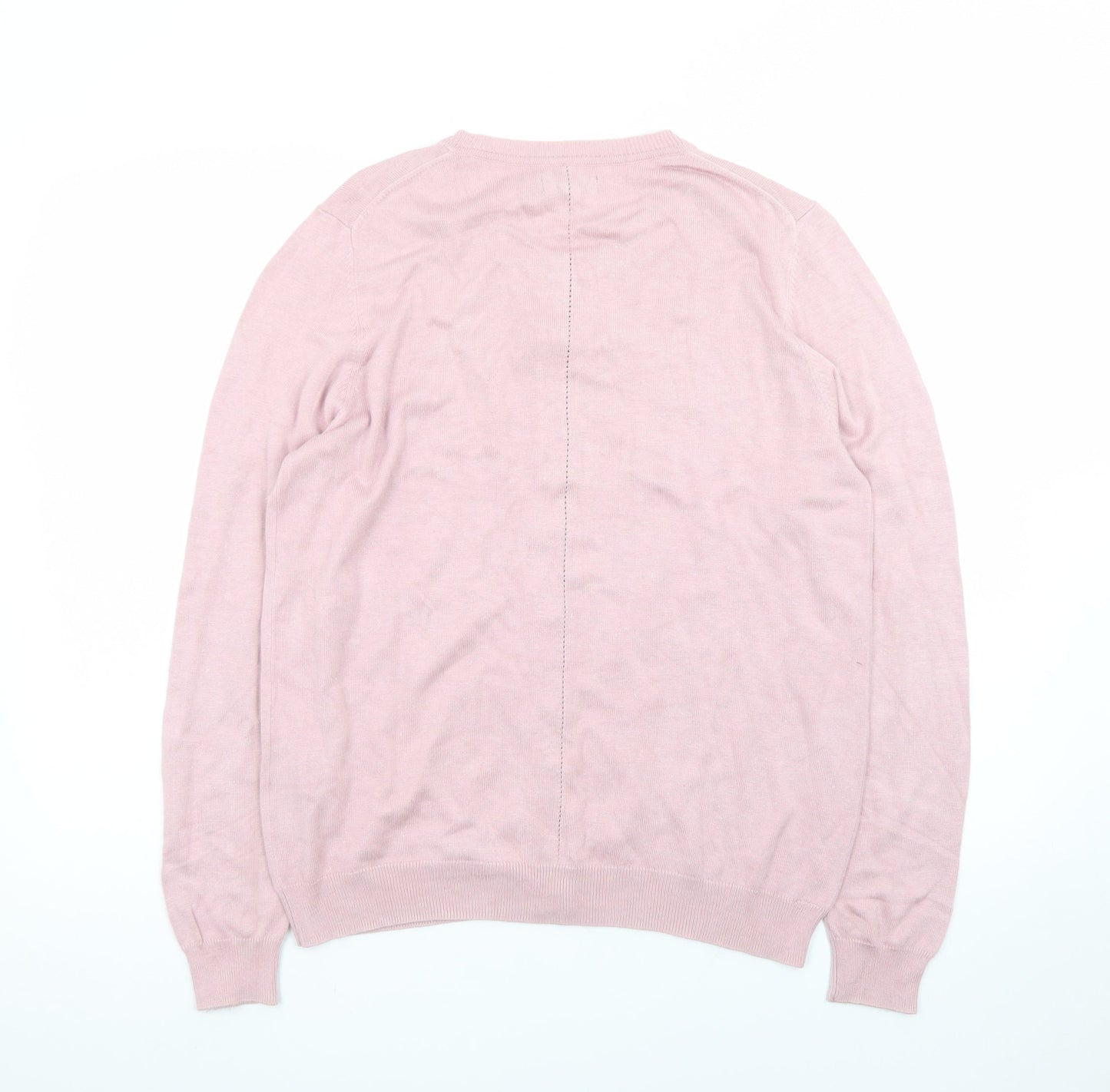 Nicole Miller Women’s Pink Cardigan L Long Sleeve Crew Neck Knit