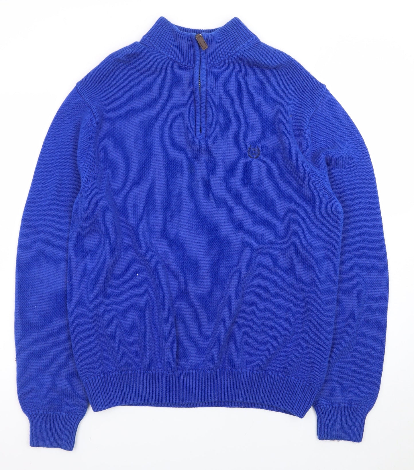 Chaps Men's Blue XL 1/4 Zip Cotton Knit Jumper