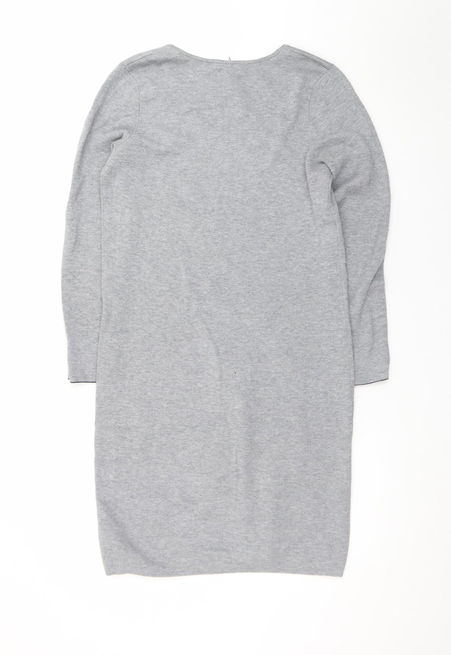 White Stuff Womens Grey Knit V-Neck Sweater Dress Size 10