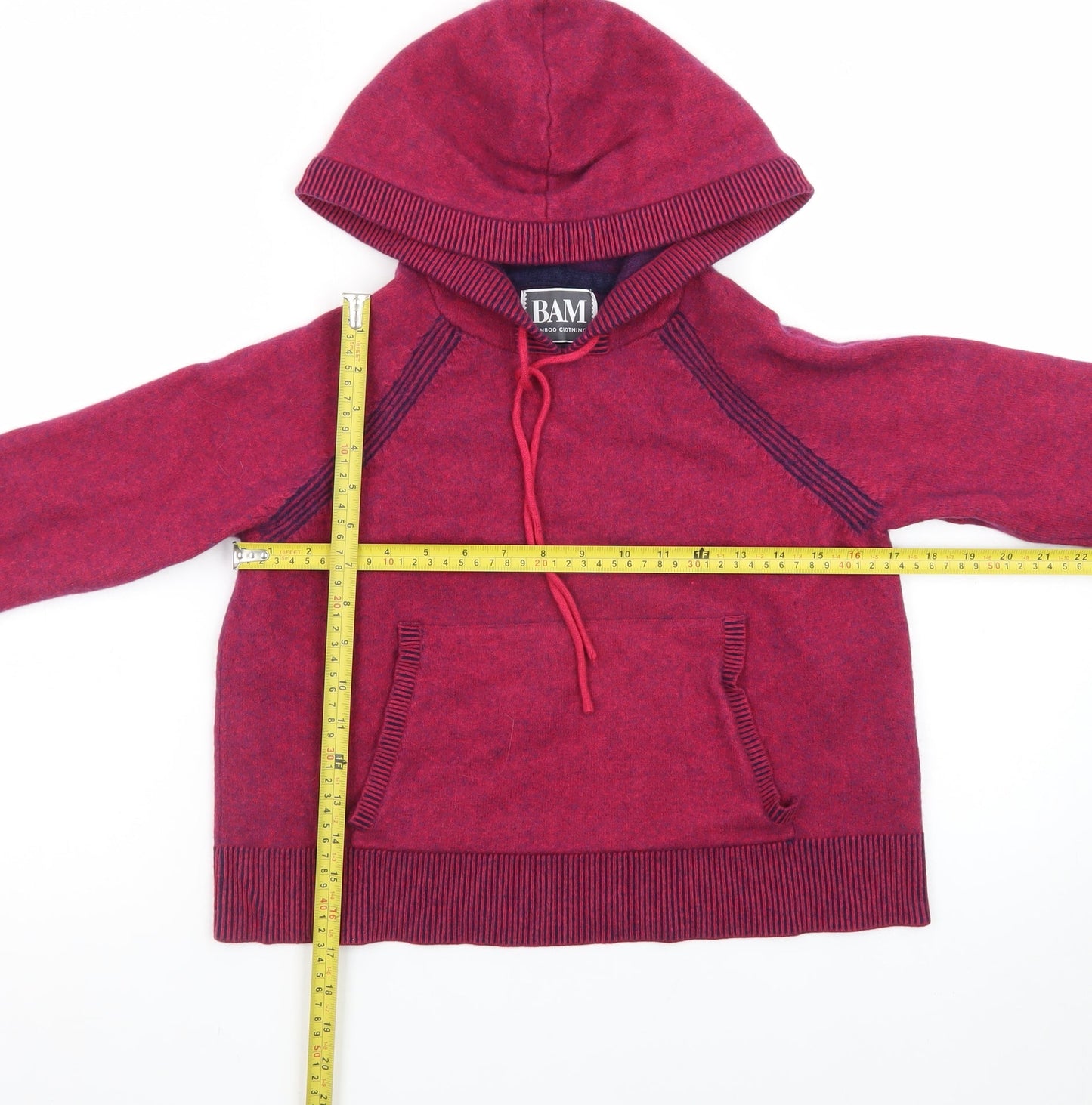 BAM Women's Red Wool Blend Hooded Pullover Jumper Size S