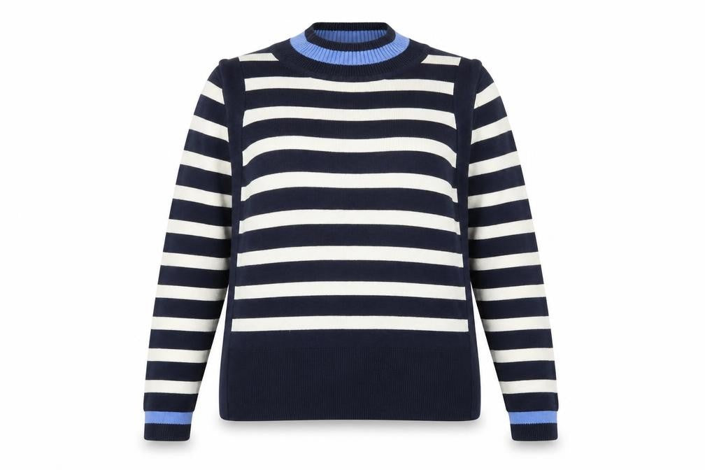 Marks & Spencer Women’s Blue Striped High Neck Jumper UK 16