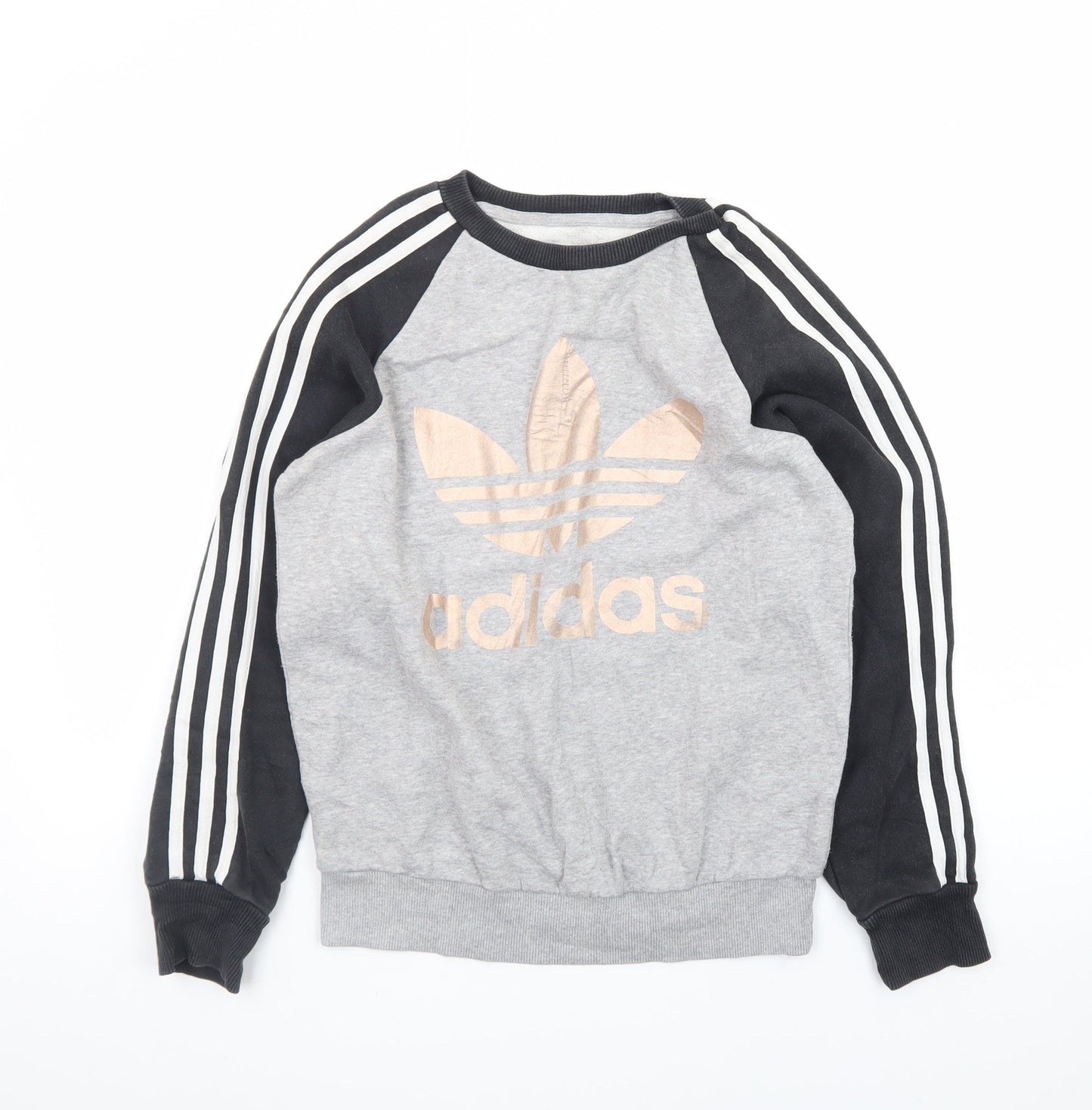 Adidas Womens Grey Long Sleeve T-Shirt Size 8 Raglan Crew Neck