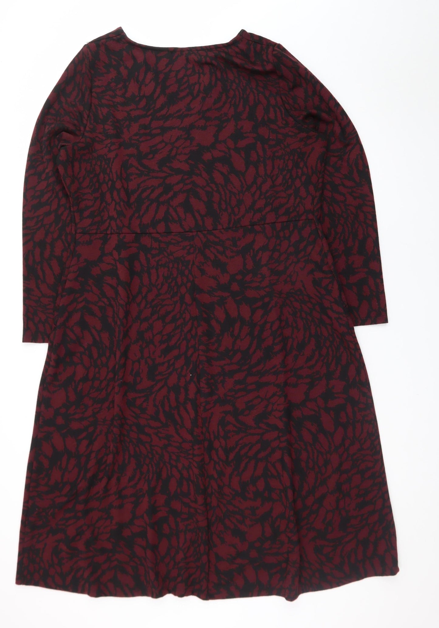 Wallis Women Red Black Knee Length A-Line Jersey Dress Size 18