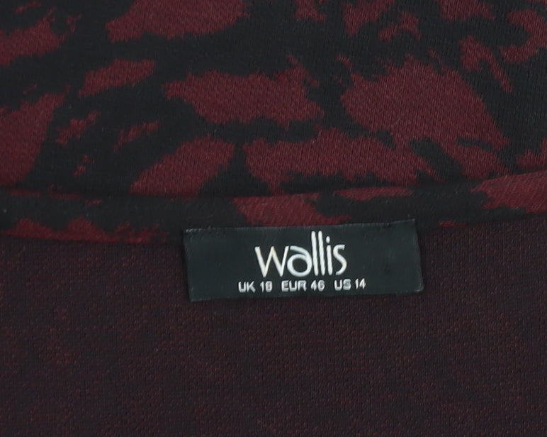 Wallis Women Red Black Knee Length A-Line Jersey Dress Size 18