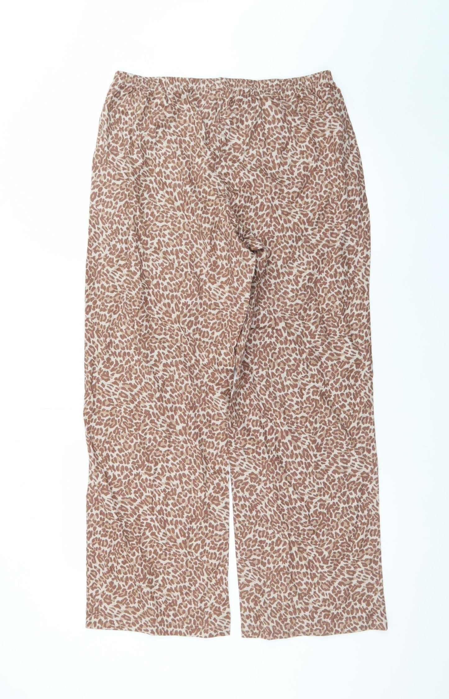 Marks and Spencer Women’s Brown Animal Print Wide-Leg Trousers M