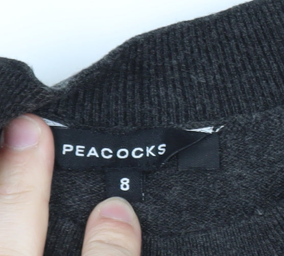 Peacocks Women’s Grey Sequin Christmas High Neck Jumper Size 8