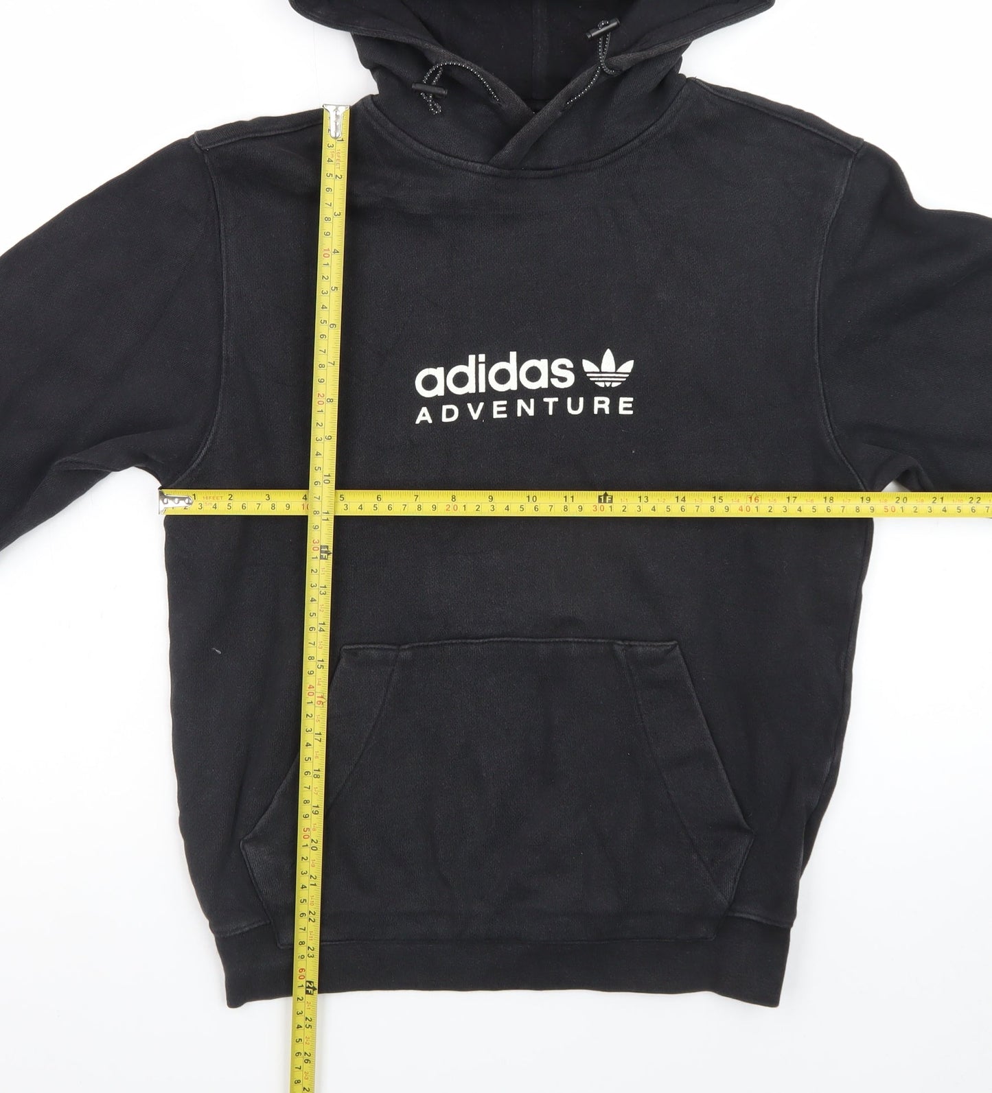 adidas Men Black XS Pullover Hoodie Adventure Logo Fleece Sweatshirt