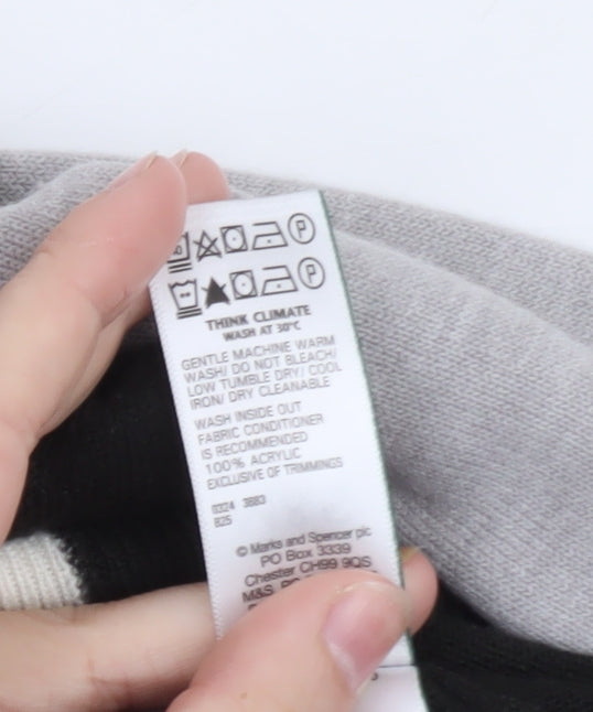 Marks and Spencer Women's Colour Block Knit Jumper Size 12 Black Grey Ivory