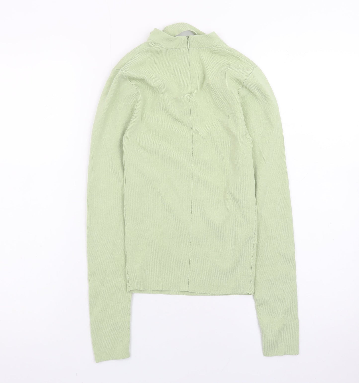 Zara Women’s Green High Neck Long Sleeve Slim Knit Jumper Size 8