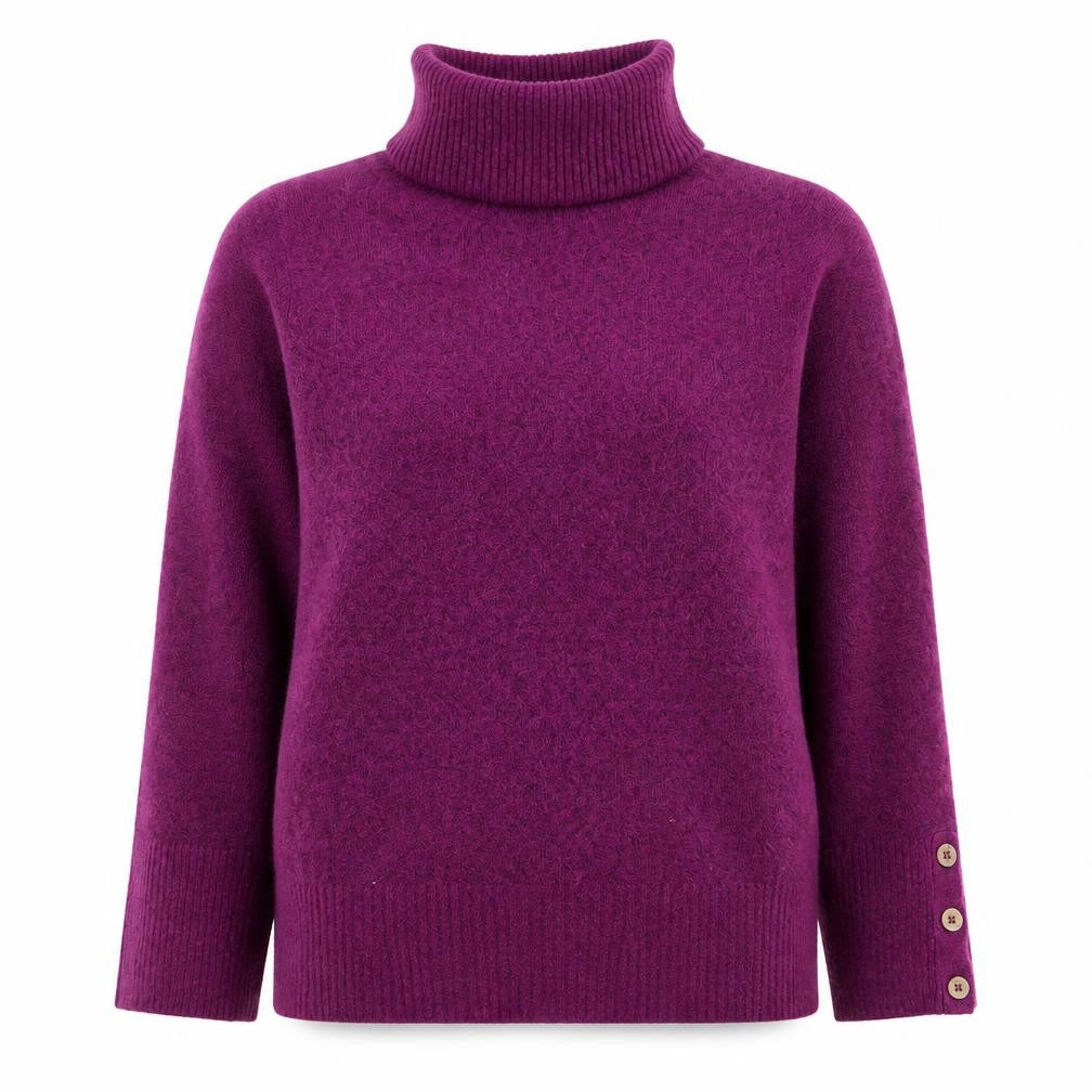 White Stuff Women Purple Roll Neck Wool Blend Jumper Size 10