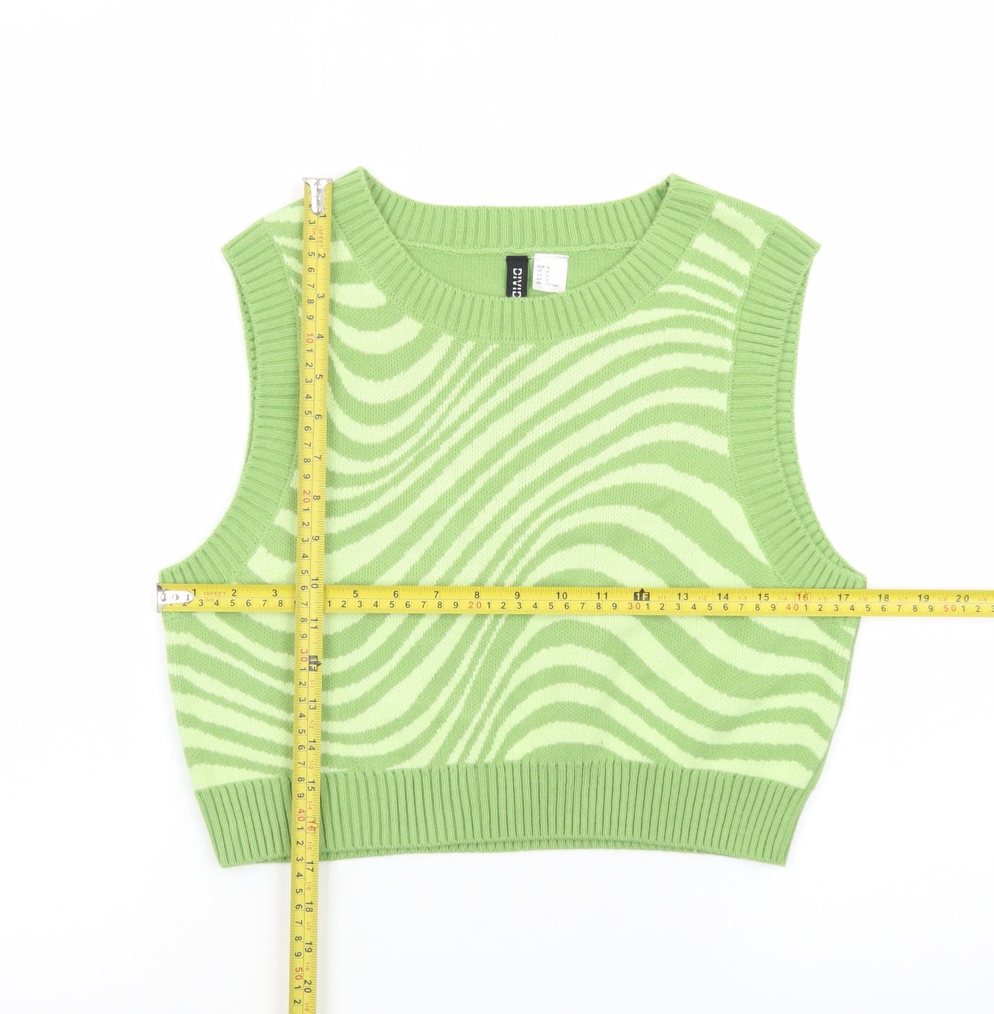 H&M Divided Women Green Crew Neck Sleeveless Knit Vest Size 12