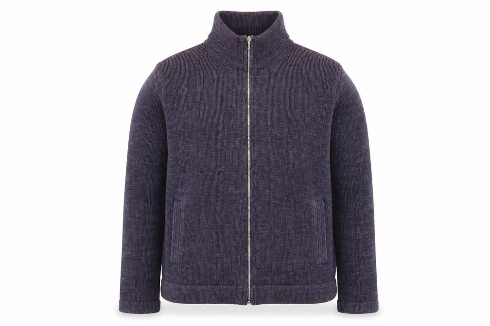 Marks & Spencer Men's Purple Full Zip Cotton Knit Jumper L