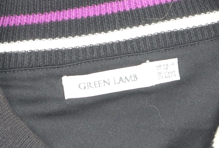 Green Lamb Women's Black Argyle 1/2 Zip Jumper Size 16