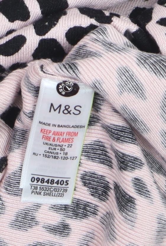 Marks and Spencer Women Pink Animal Print Relaxed Fit Pullover Jumper Size 22