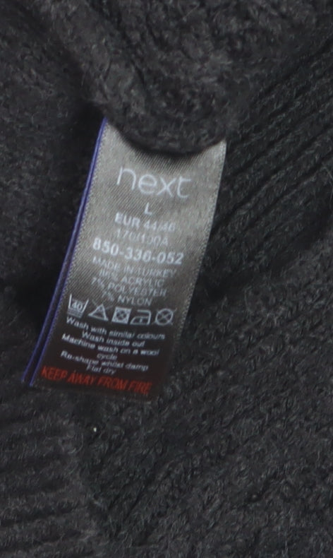 Next Women Black Floral Cable Knit Cardigan L