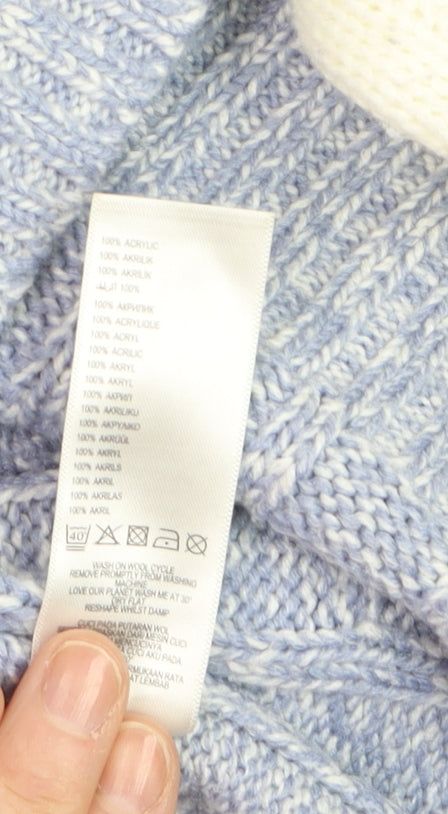 Debenhams Women Blue Crew Neck Cable Knit Pullover Jumper Size 14