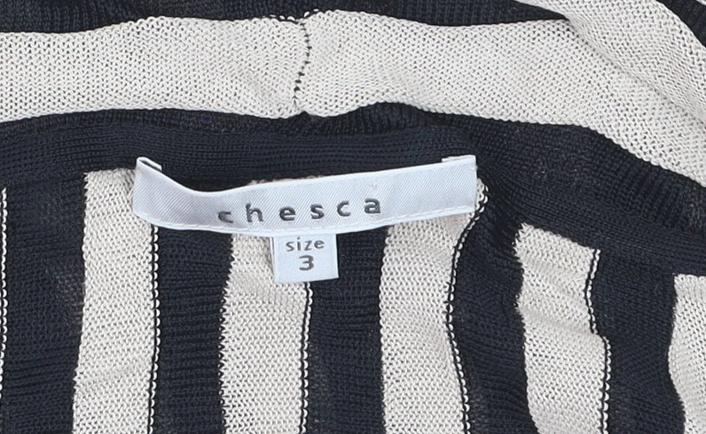 Chesca Women’s Black Stripe Long Sleeve Open Knit Cardigan Size 18