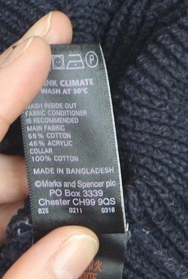 Marks and Spencer Women’s Navy Collared Long Sleeve Pullover Jumper Size 22