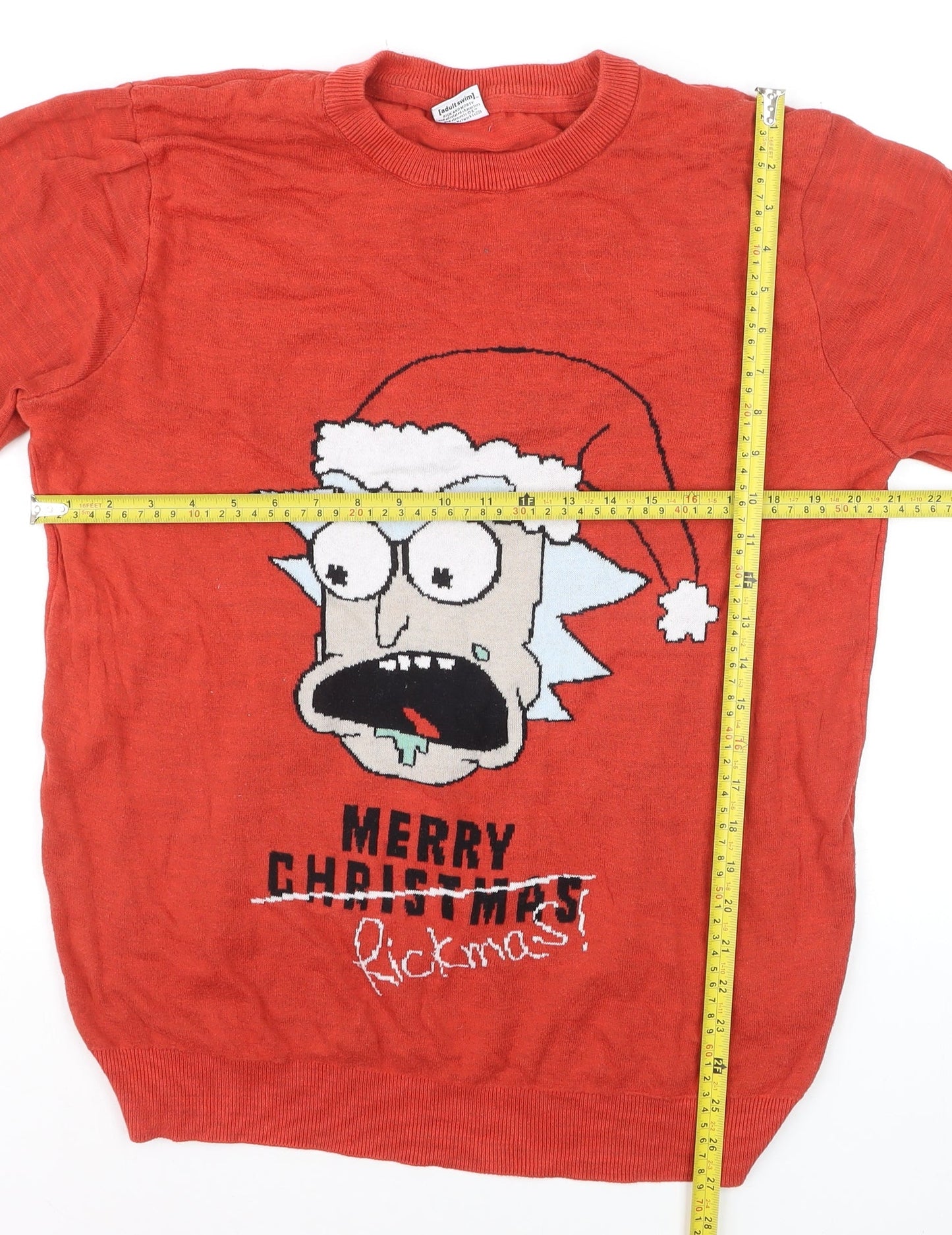 George Rick and Morty Red Men's L Christmas Jumper Pullover