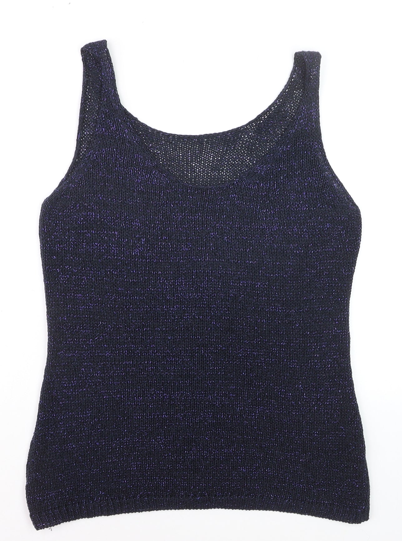 Next Women’s Blue Metallic Knit Tank Top Size 10