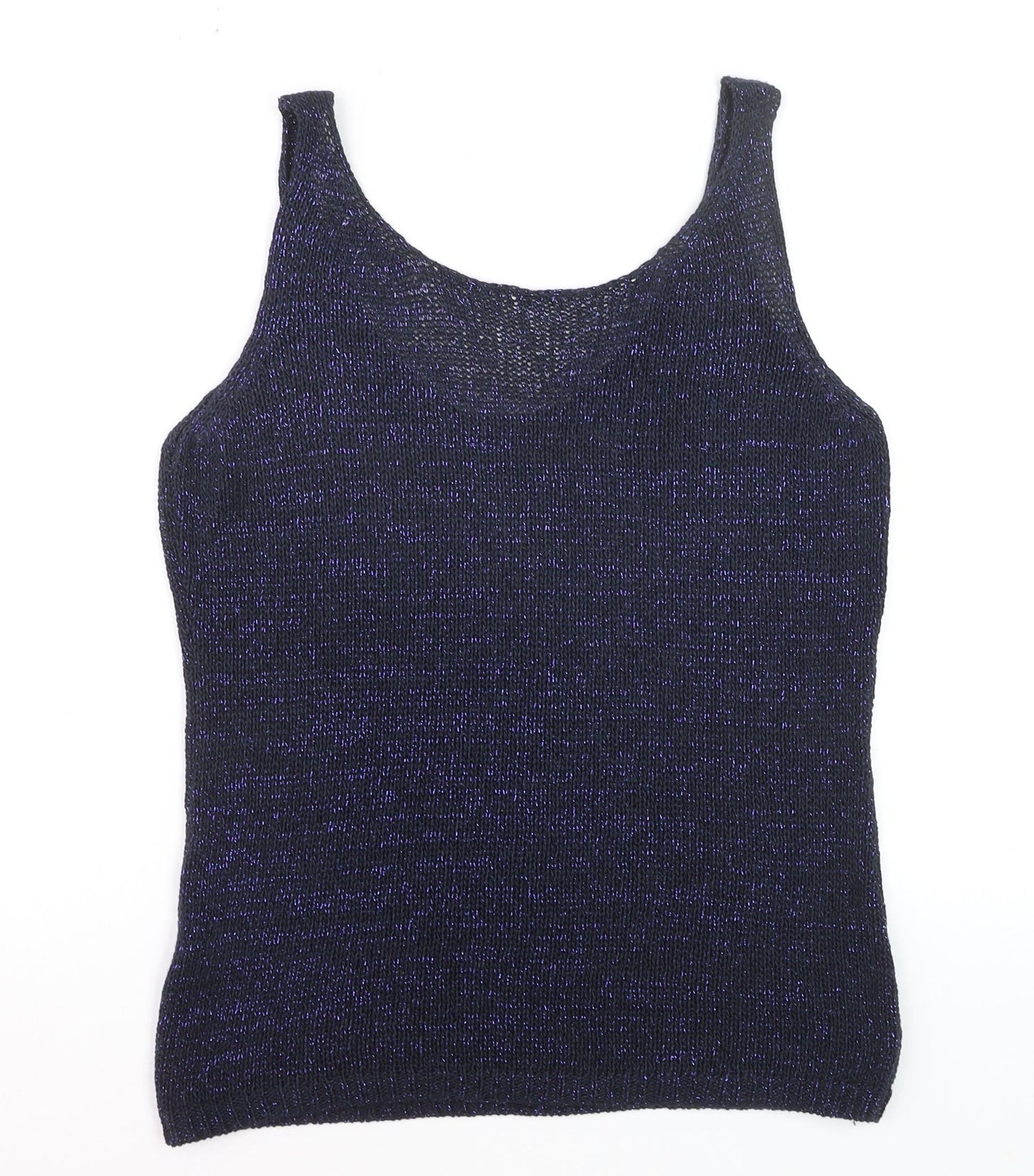 Next Women’s Blue Metallic Knit Tank Top Size 10