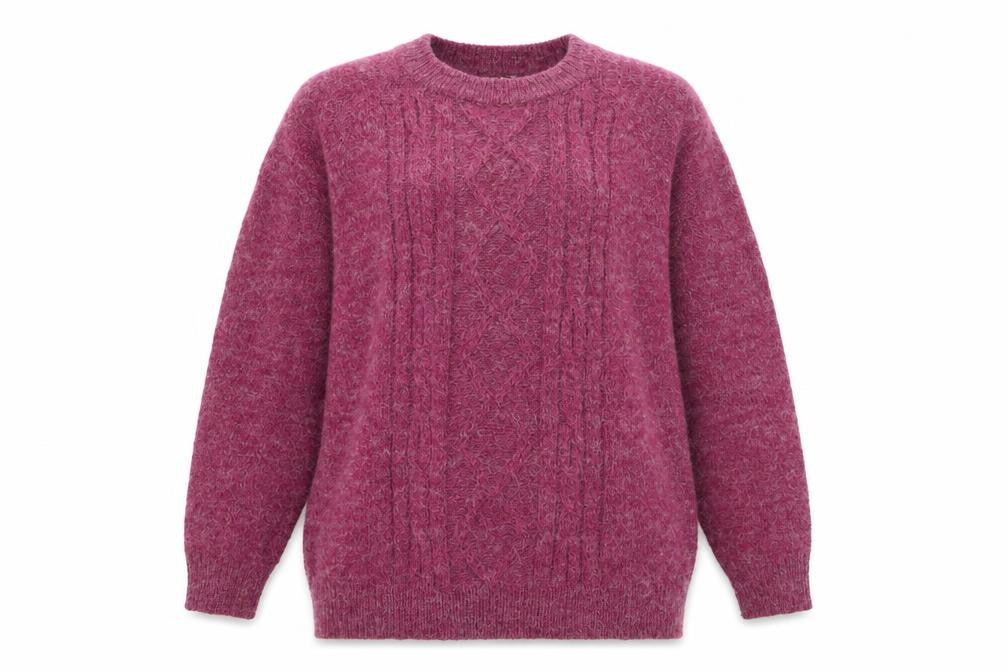 Damart Women’s Purple Cable-Knit Acrylic Pullover Jumper Size L 18/20