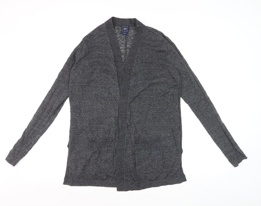 GAP Womens Grey Linen Blend Long Sleeve Open Cardigan M