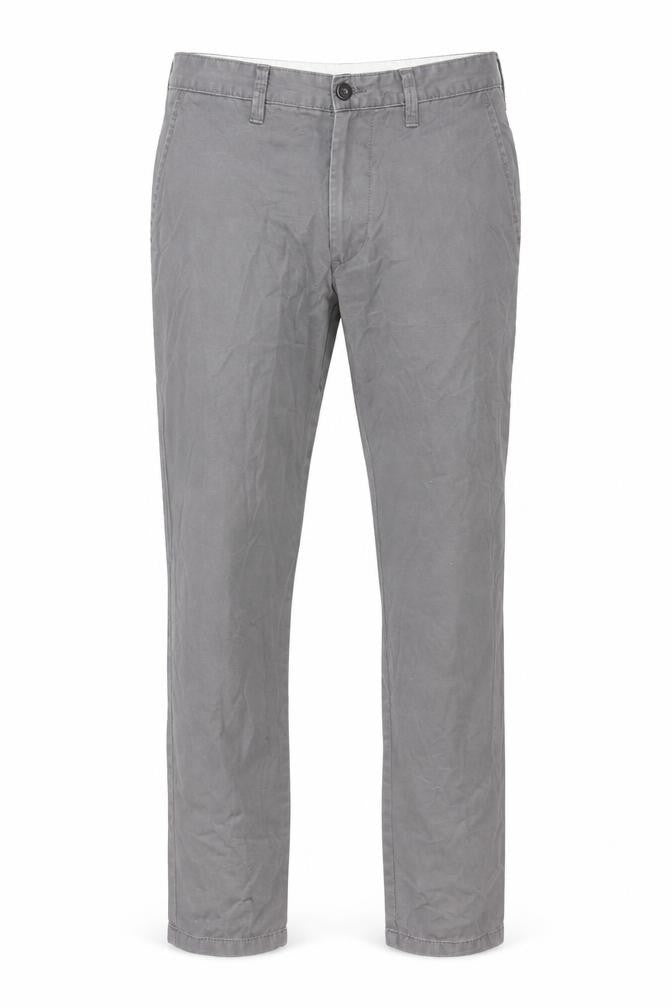 Marks & Spencer Men's Grey Cotton Chino Trousers 30W 31L Tapered Fit