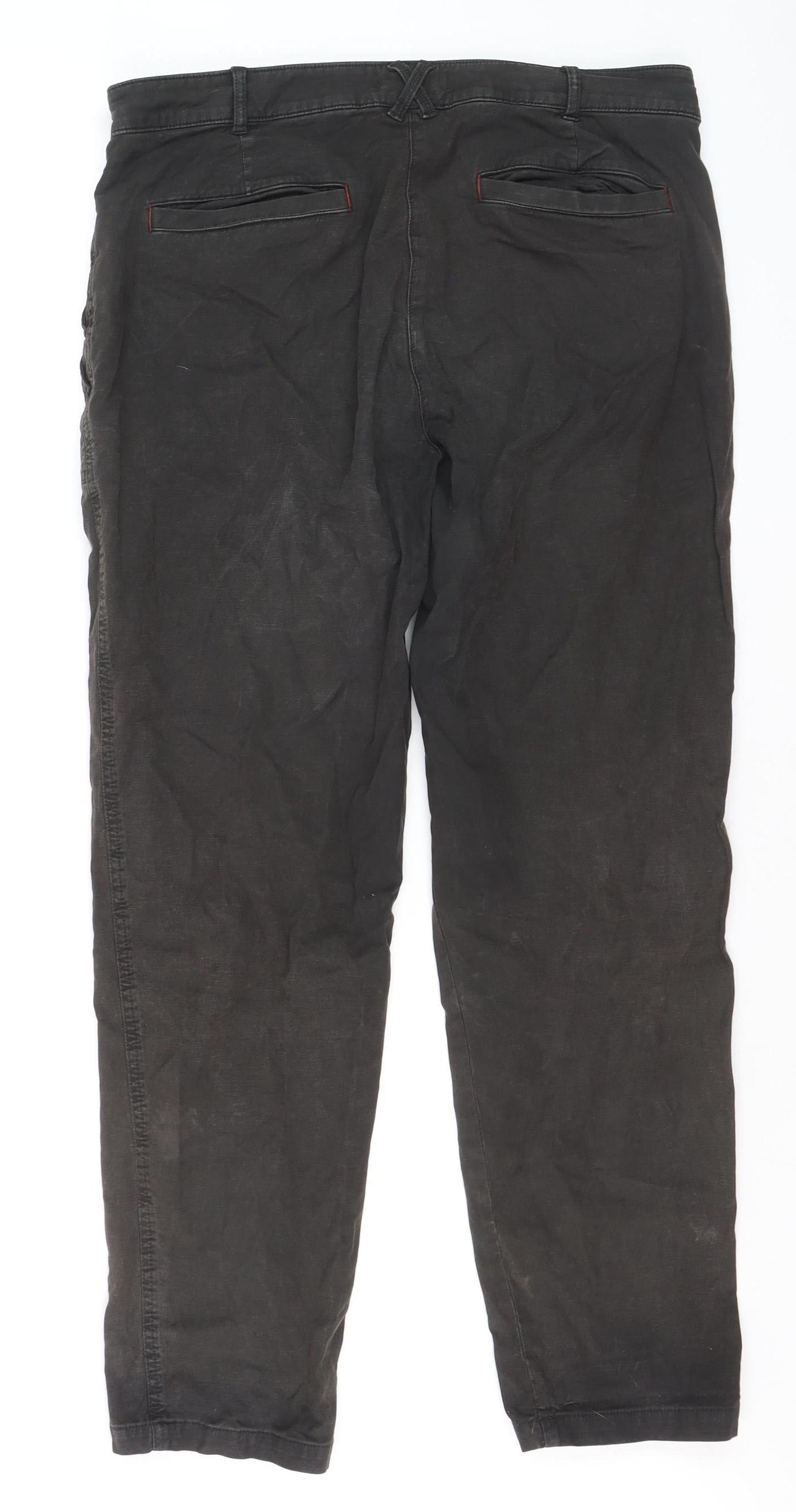 White Stuff Womens Black Cotton Chino Trousers Size 14 Regular