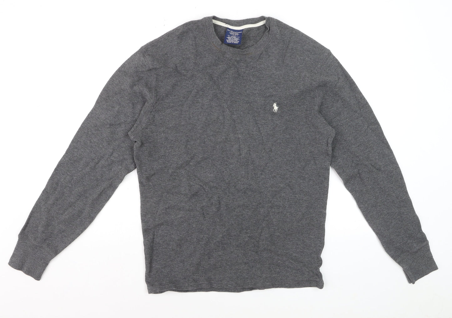 Polo Ralph Lauren Men's Grey Cotton Waffle-Knit Jumper L