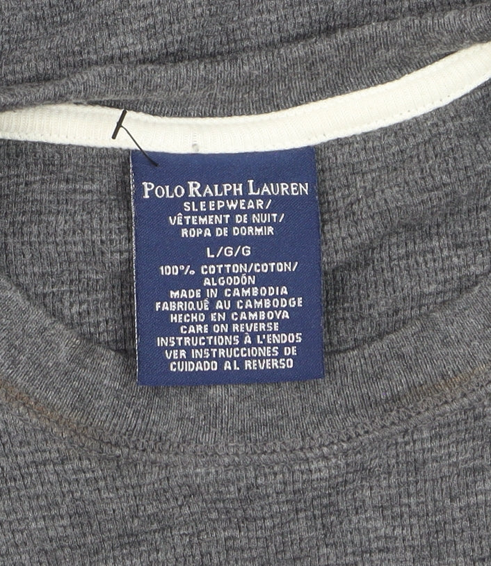 Polo Ralph Lauren Men's Grey Cotton Waffle-Knit Jumper L