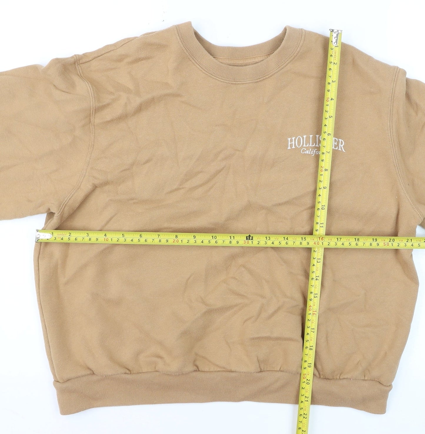 Hollister Womens Beige Crew Neck Pullover Sweatshirt M