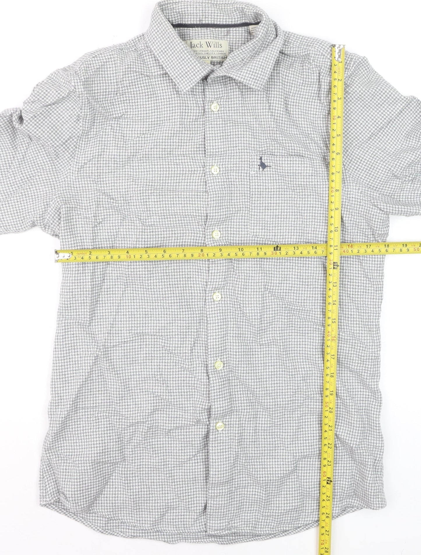 Jack Wills Men's Grey Check Long Sleeve Cotton Button-Up Shirt M