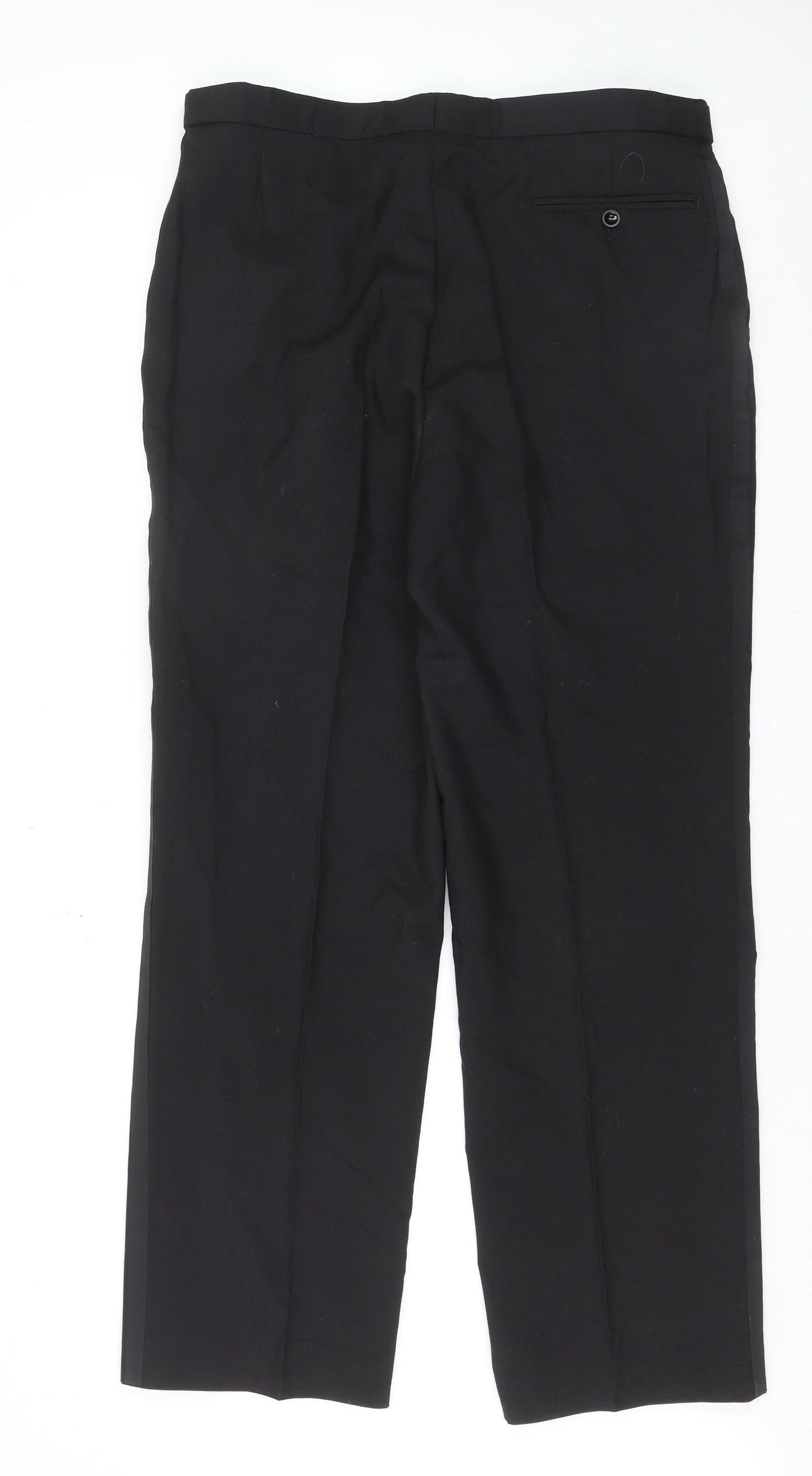 Authentic Clothing Company Men's Black 38in Formal Wool-Blend Dress Pants