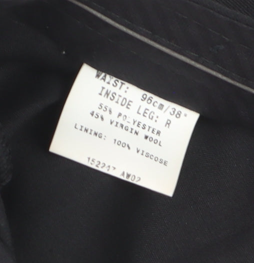 Authentic Clothing Company Men's Black 38in Formal Wool-Blend Dress Pants