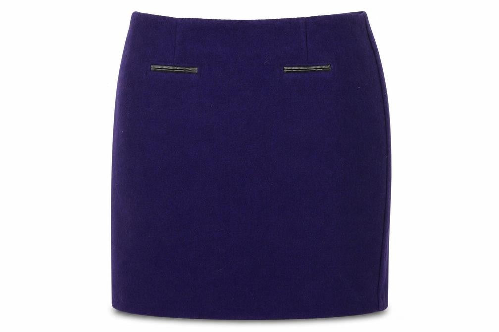Marks & Spencer Women Purple Wool Blend Knee Length Pencil Skirt Size 18
