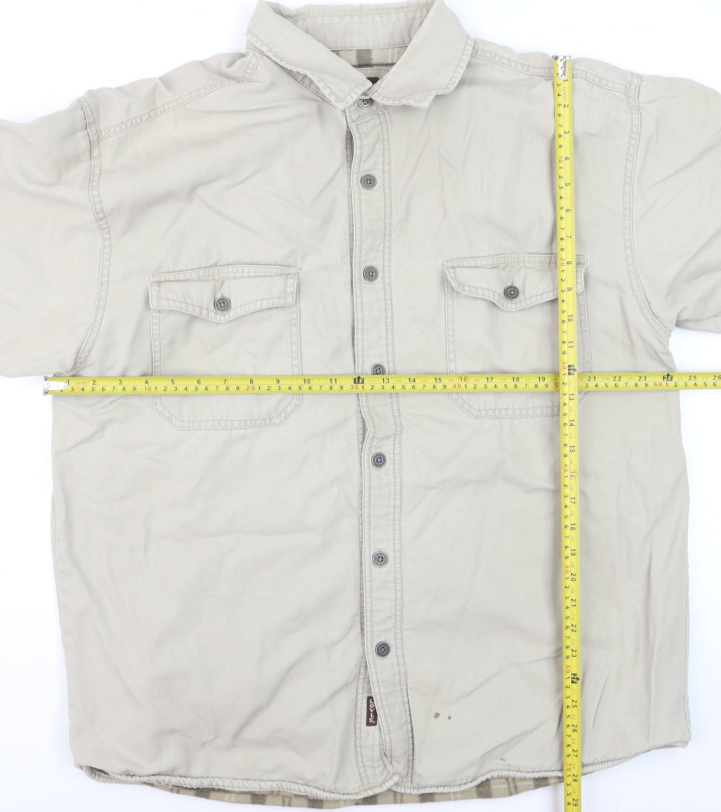 Levi Strauss & Co Men's Beige XL Cotton Lined Button-Up Shirt
